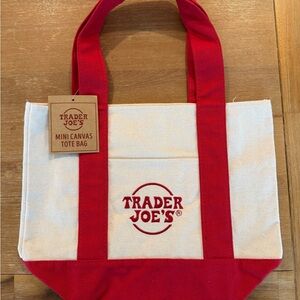 Trader Joe's Red Mini Canvas Tote Bag